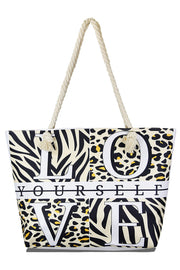 Love Yourself Animal Print Beach Bag