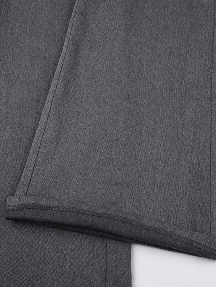 LOW RISE FLARED TROUSERS IN GREY - LOW RISE TAILORED DESIGN