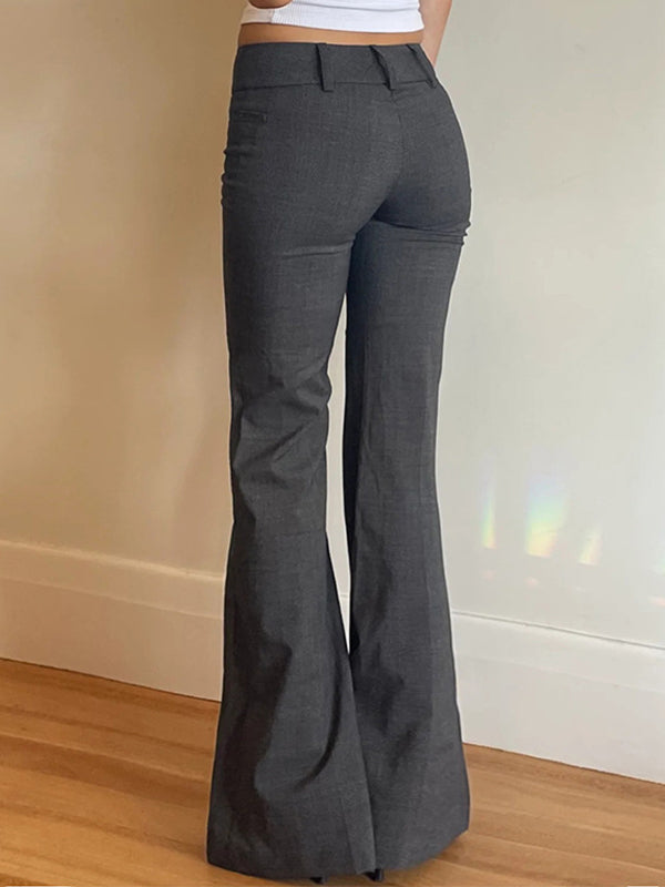 LOW-RISE FLARED TROUSERS WITH LOOSE FIT VINTAGE STYLE
