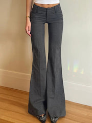 LOW-RISE FLARED TROUSERS WITH LOOSE FIT VINTAGE STYLE