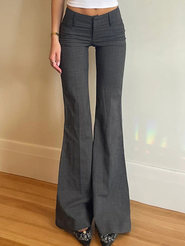 LOW-RISE FLARED TROUSERS WITH LOOSE FIT VINTAGE STYLE
