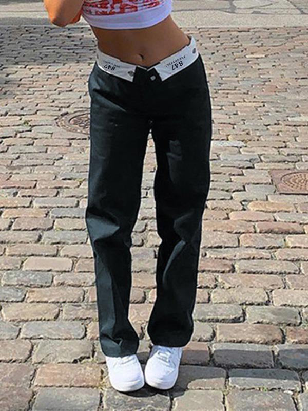 LOW-RISE PANTS Y2K SLIM FIT COTTON BLEND