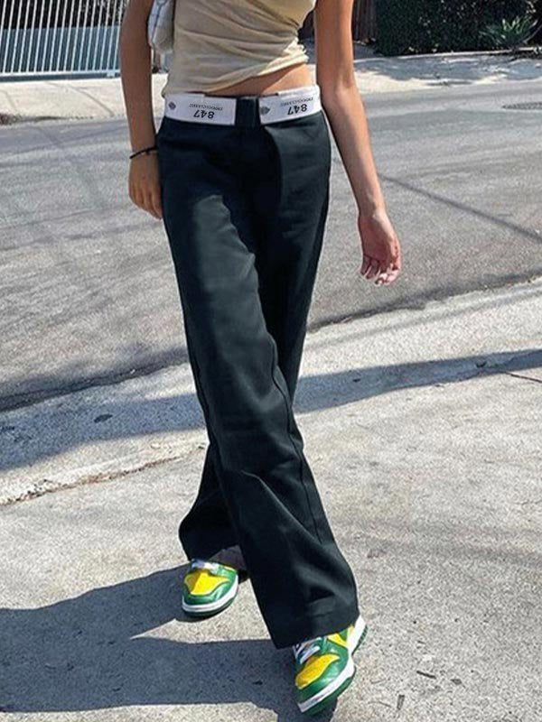 LOW-RISE PANTS Y2K SLIM FIT COTTON BLEND