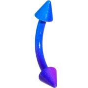 16G 3/8 Color Plated Purple Blue Fade Cone Curved Eyebrow Ring
