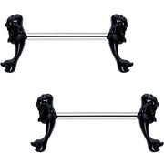 5/8 Black PVD Diving Mermaid Barbell Nipple Ring Set