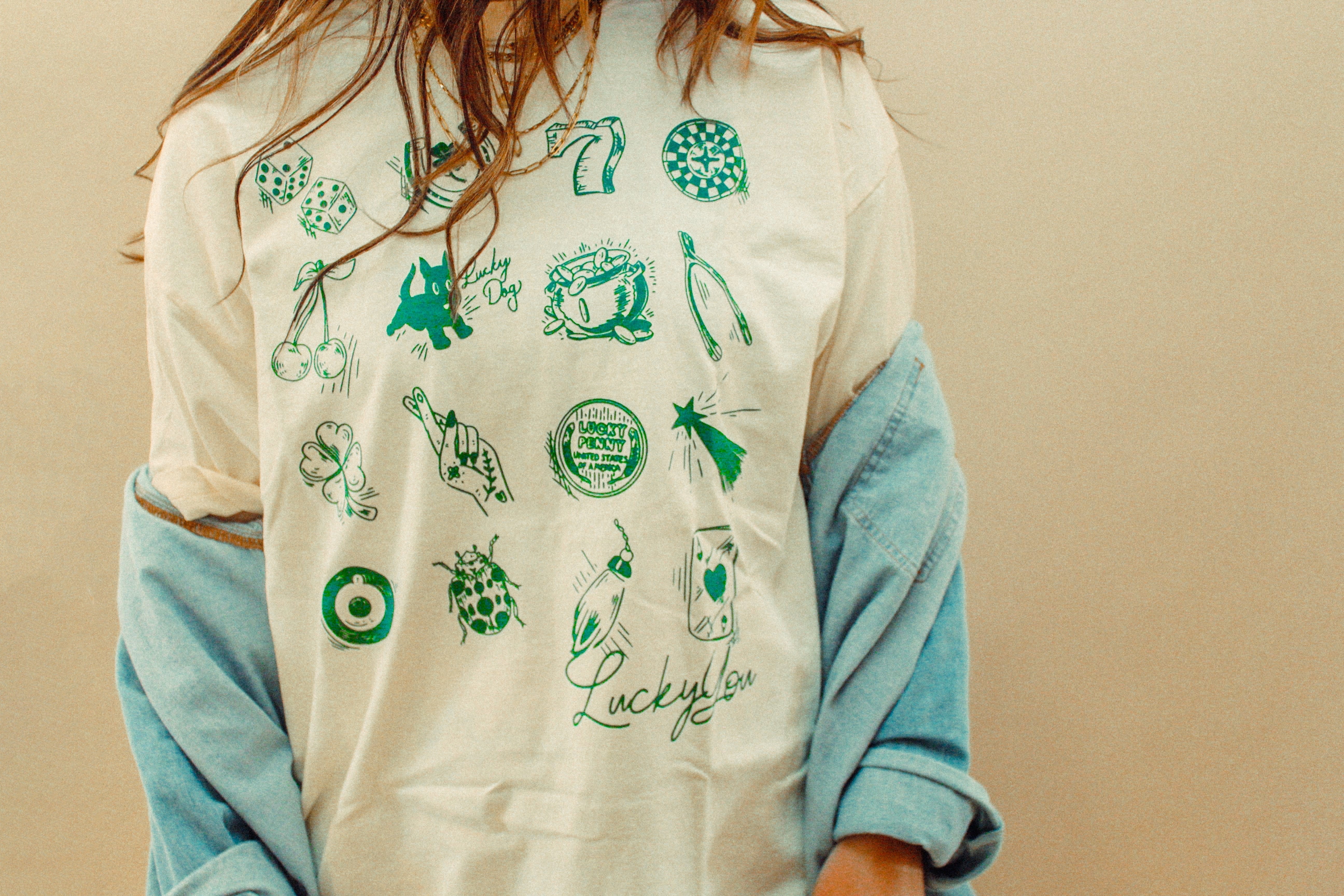 Underground Original Design: Lucky You, Collage Icon Boxy Cotton TShirt