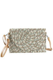 Lurex Mixed Multi Colored Straw Clutch Crossbody Bag