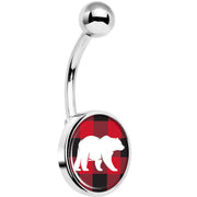 Red Black Plaid Polar Bear Belly Ring