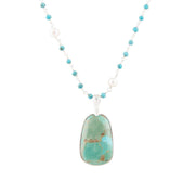 Madeleine Blue Turquoise and Sterling Silver Drop Pendant Necklace