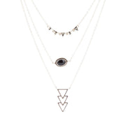 Marcasite and Onyx Sterling Silver Layered Necklace