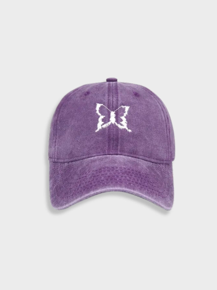 MAROON BASEBALL CAP WITH BUTTERFLY - STYLISH SUN PROTECTION BUTTERFLY CAP