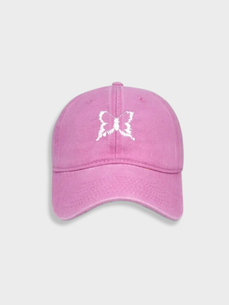 MAROON BASEBALL CAP WITH BUTTERFLY - STYLISH SUN PROTECTION BUTTERFLY CAP