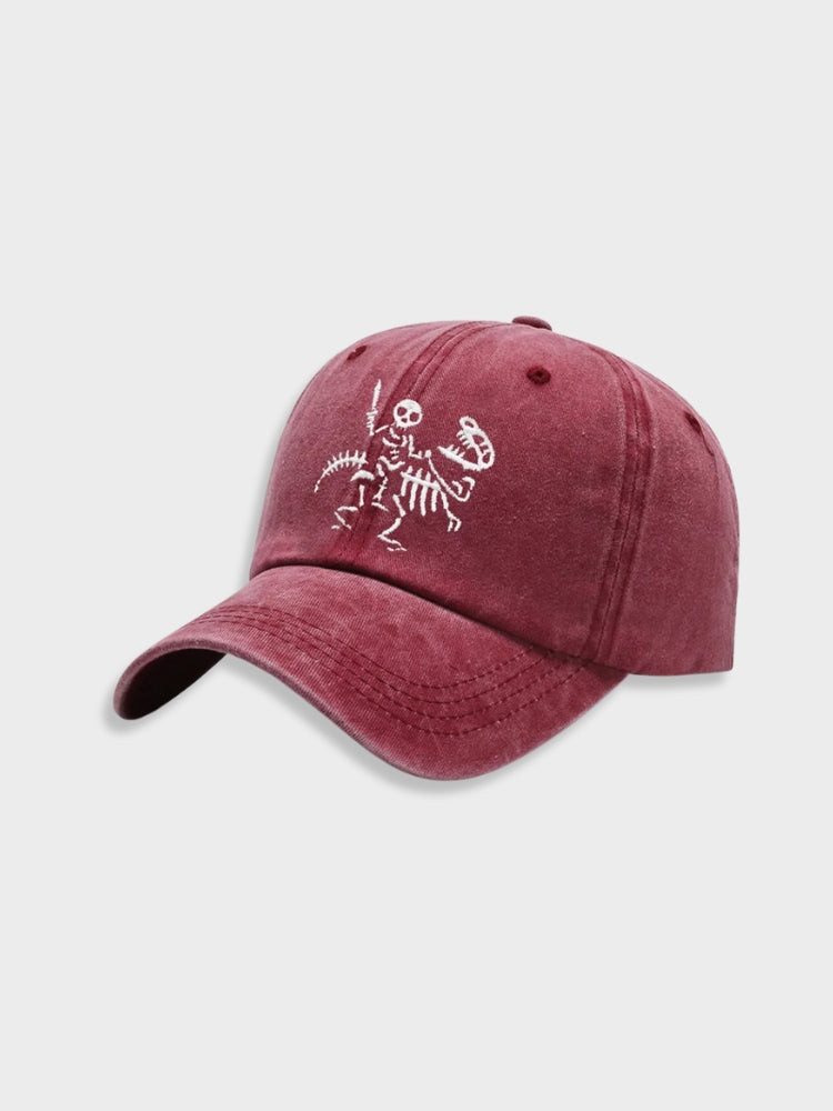 MAROON BASEBALL CAP WITH SKELETON DESIGN - SKELET RIDER HIGH-PERFORMANCE