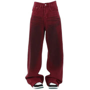 MAROON WIDE-LEG JEANS FOR WOMEN