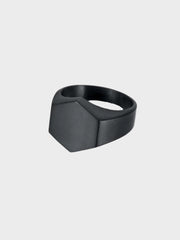 MATTE BLACK SIGNET RING ELEGANT DESIGN MEN'S JEWELRY ACCESSORY
