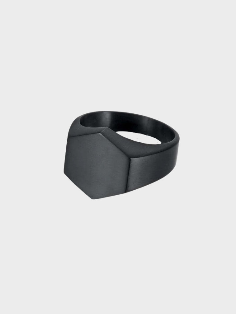 MATTE BLACK SIGNET RING ELEGANT DESIGN MEN'S JEWELRY ACCESSORY