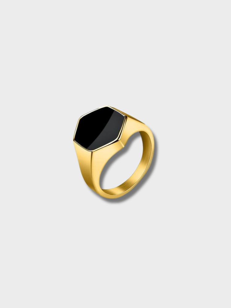MATTE BLACK SIGNET RING ELEGANT DESIGN MEN'S JEWELRY ACCESSORY