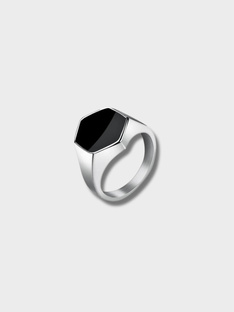 MATTE BLACK SIGNET RING ELEGANT DESIGN MEN'S JEWELRY ACCESSORY