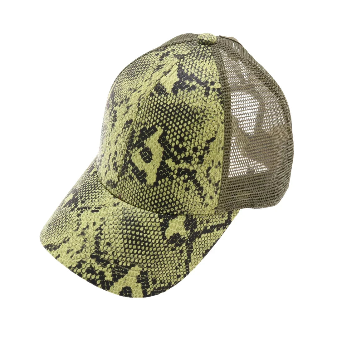 Matte Snake Print High Ponytail C.C Ball Cap