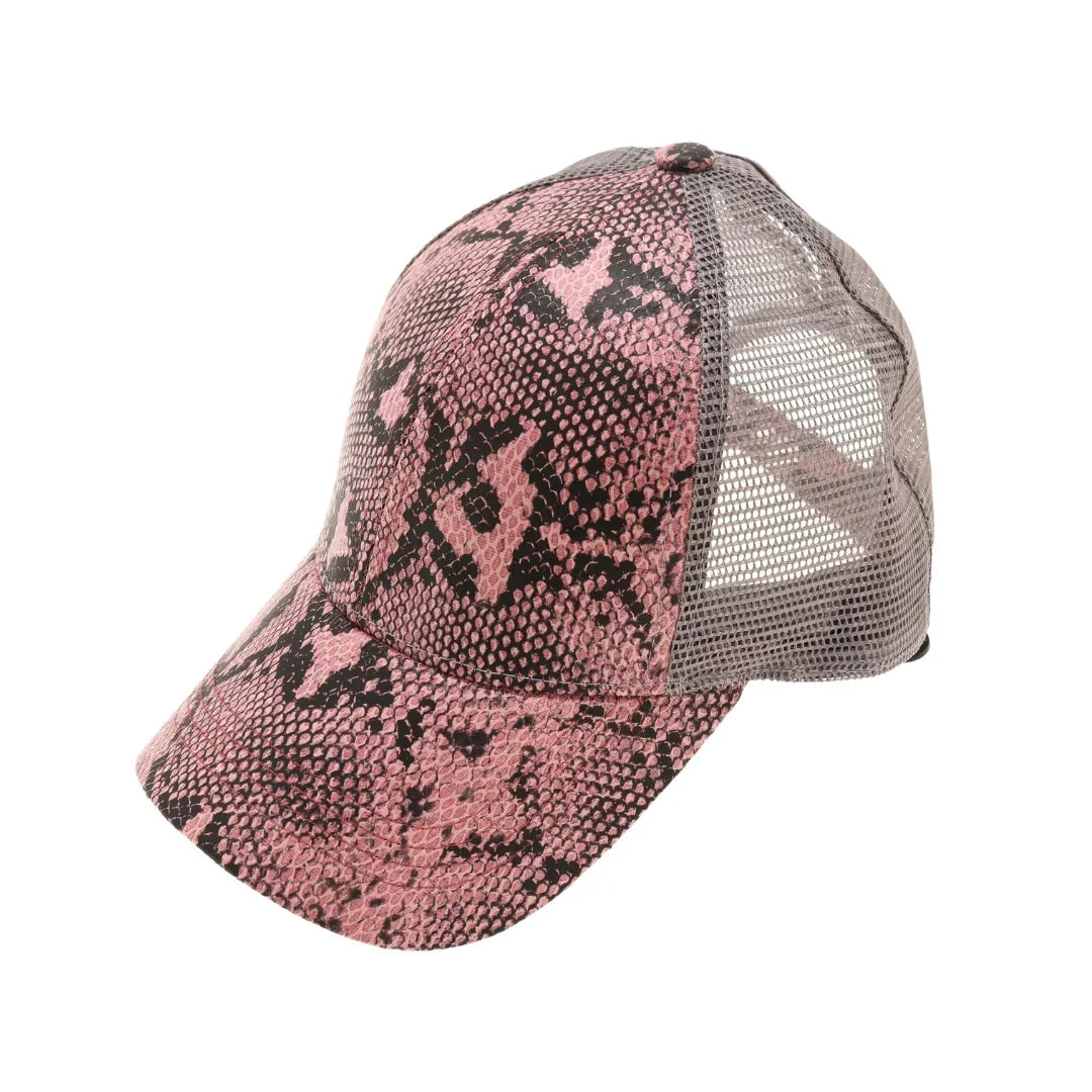 Matte Snake Print High Ponytail C.C Ball Cap