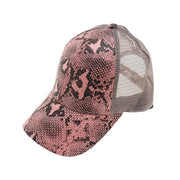 Matte Snake Print High Ponytail C.C Ball Cap