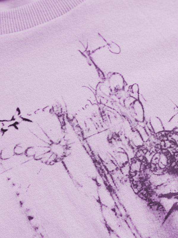 MAUVE LONG SLEEVE SHIRT WITH STAR NECKLACE FOR GRUNGE GRAPHIC STYLE