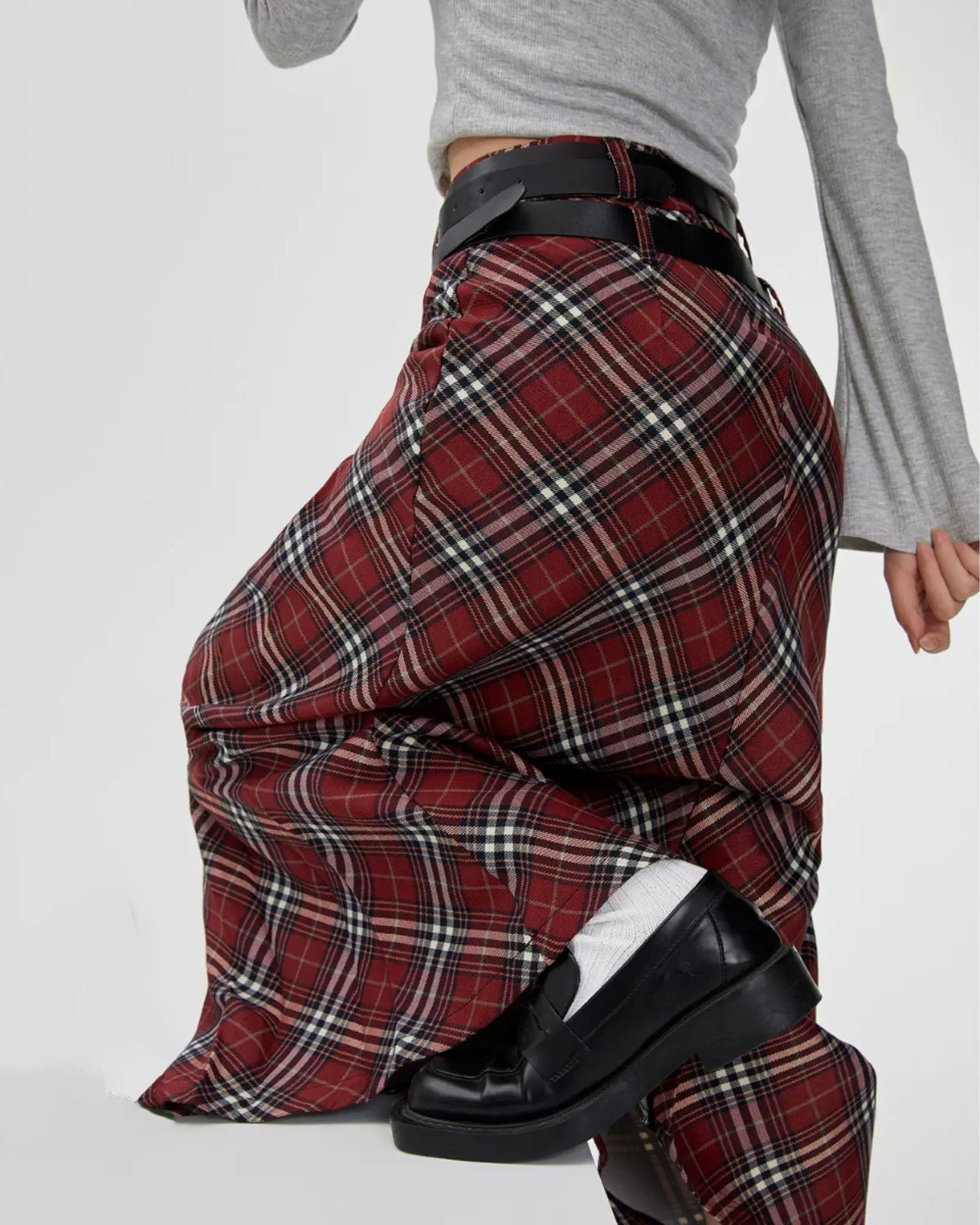 MAXI SKIRT WITH BELT - VINTAGE LONDON BRIDGE CHECKED DESIGN