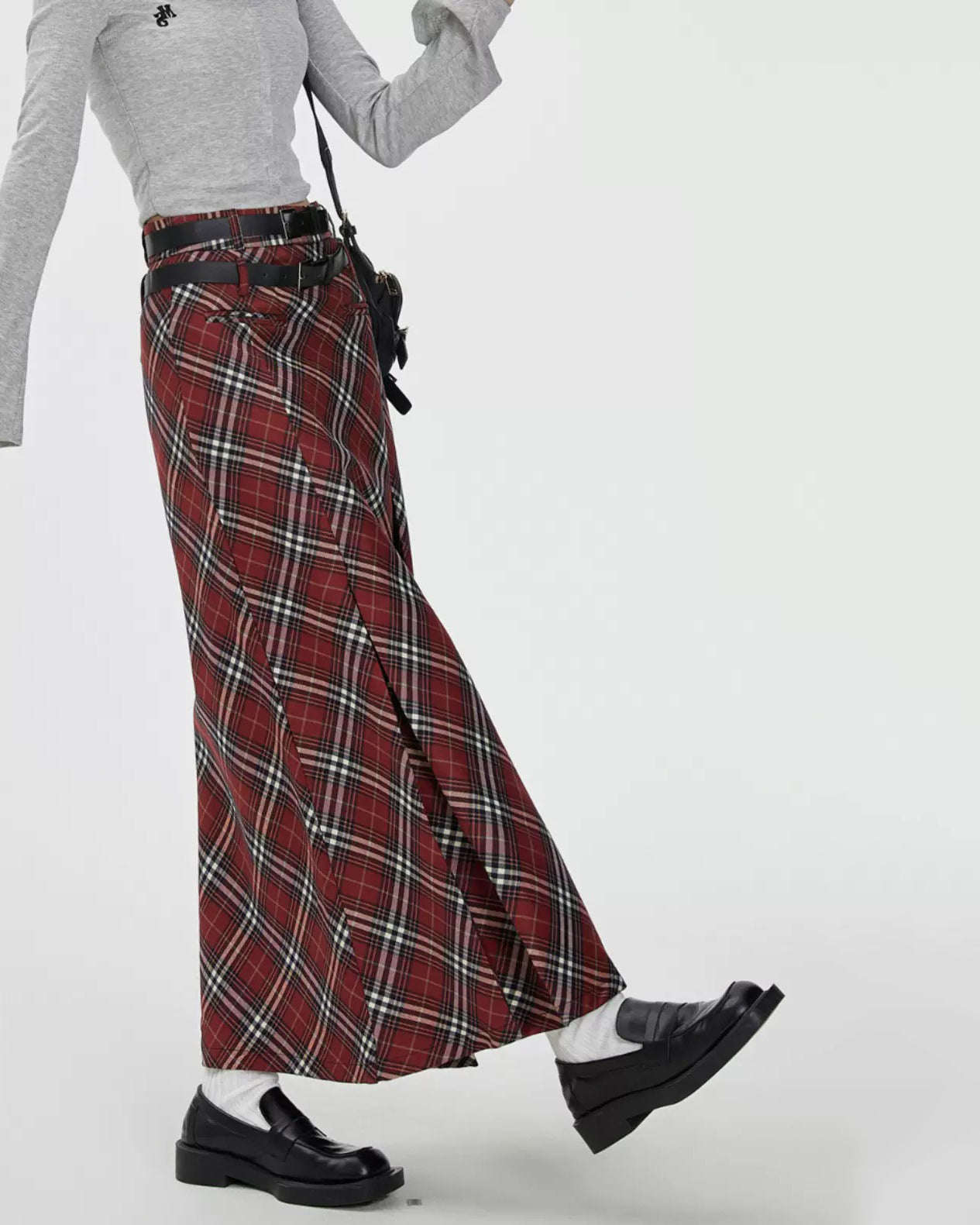MAXI SKIRT WITH BELT - VINTAGE LONDON BRIDGE CHECKED DESIGN