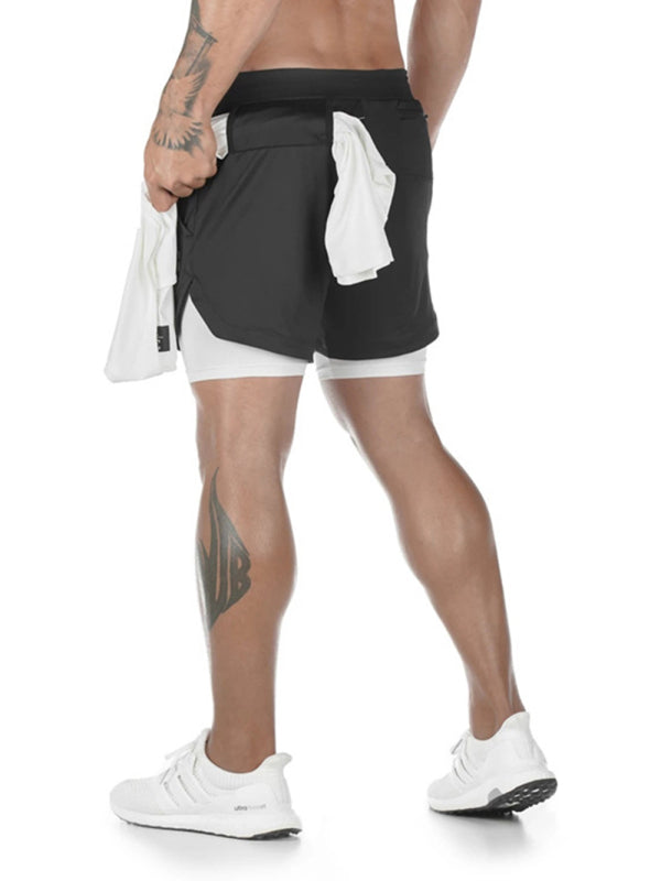Men’s athleisure fake two-piece shorts