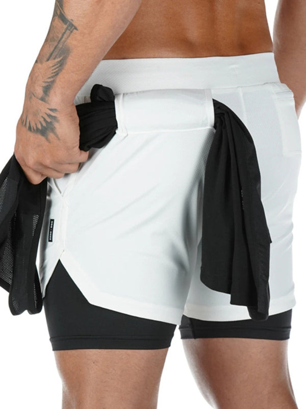 Men’s athleisure fake two-piece shorts