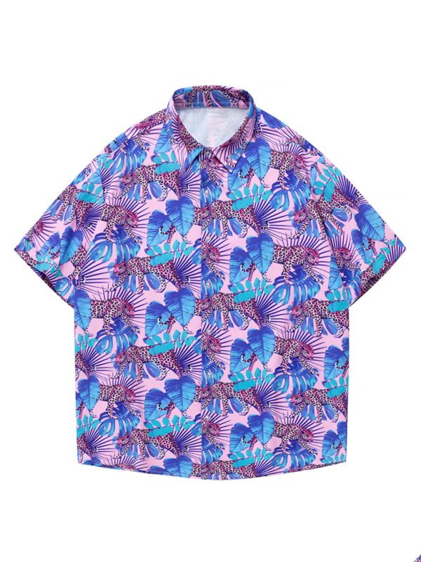 Men’s Beach Shirt Hawaiian Vacation Print Short Sleeve Shirt
