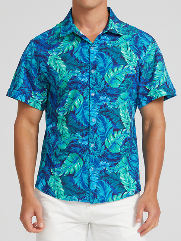 Men’s Beach Shirt Hawaiian Vacation Print Short Sleeve Shirt - Spearmint viridis / S