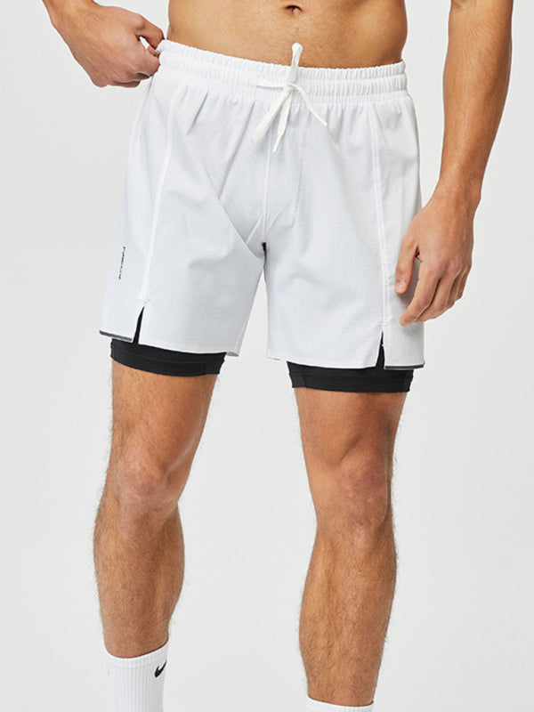 Men’s breathable loose fit quick-drying training shorts - White / M