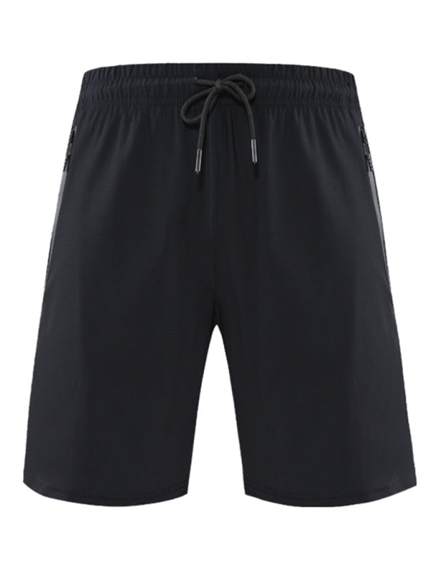 Men’s breathable loose fit quick-drying training zipper shorts