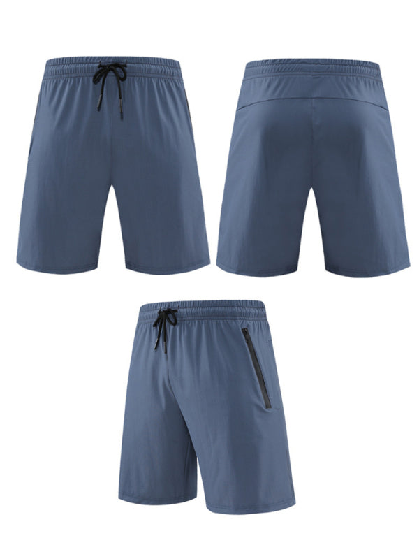 Men’s breathable loose fit quick-drying training zipper shorts - Blue / M