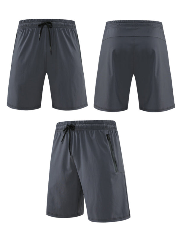 Men’s breathable loose fit quick-drying training zipper shorts - Grey / M