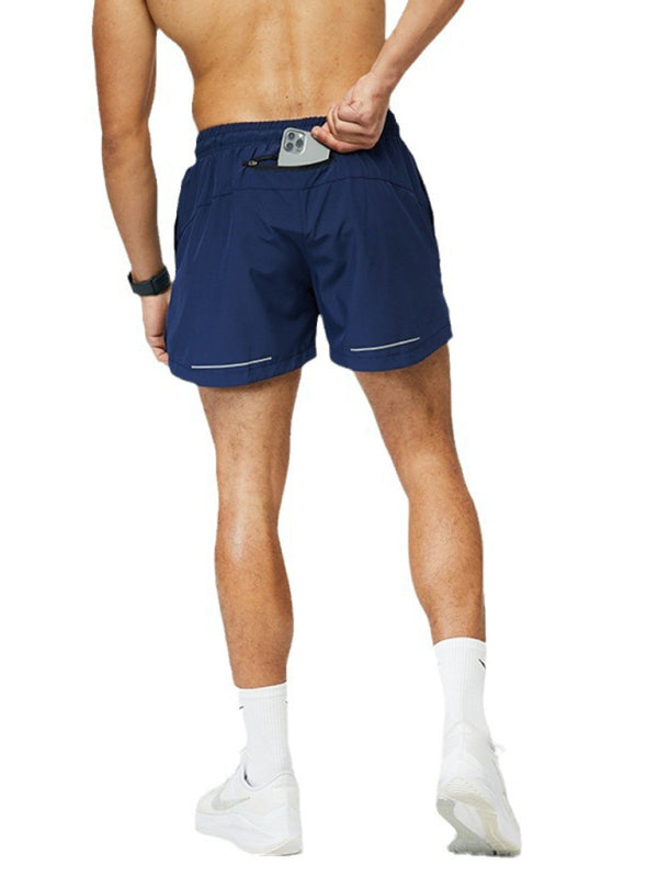 Men’s breathable loose version quick-drying running training three-quarter shorts - Dark blue / M