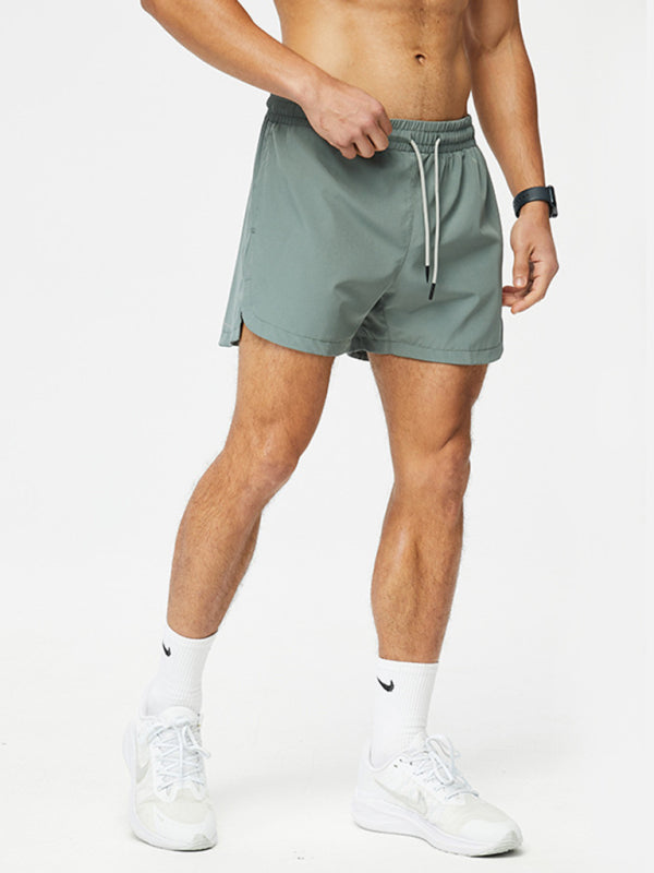 Men’s breathable loose version quick-drying running training three-quarter shorts - Green / M