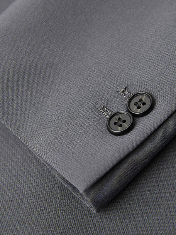 Men’s Business Solid Polyester Suit