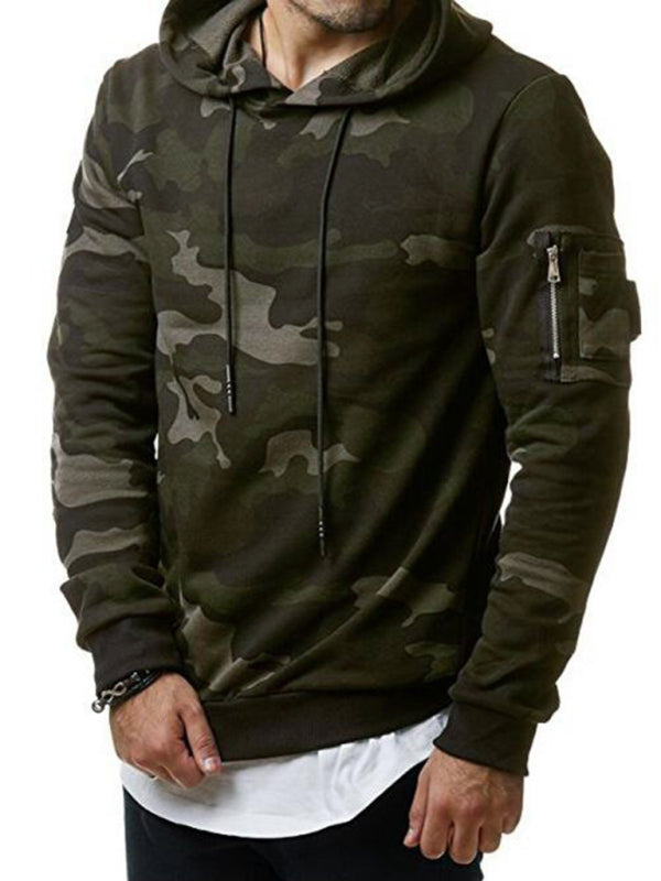 Men’s camouflage pocket long-sleeved hoodie