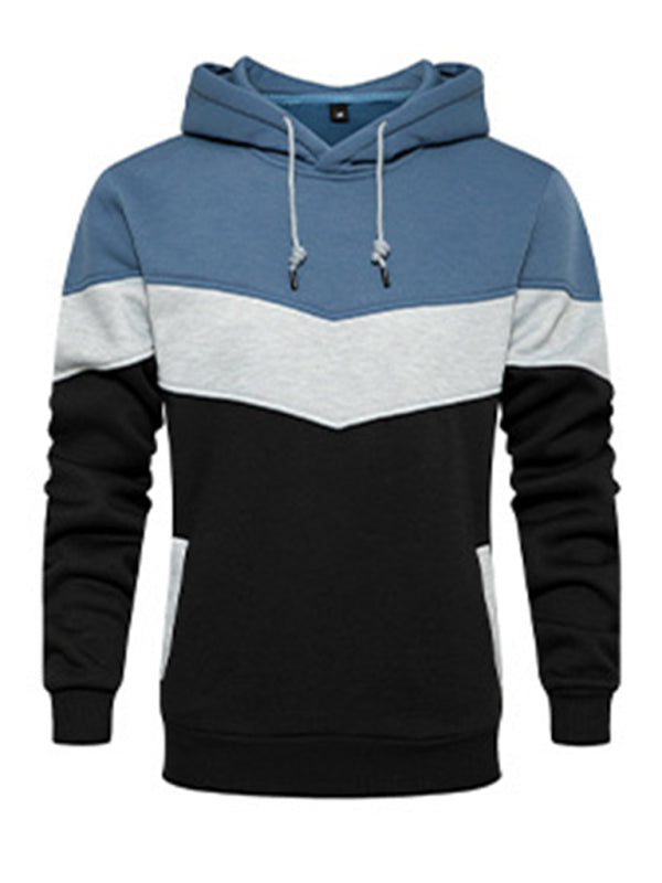 Men’s casual color block and contrast fashion hooded sweatshirt