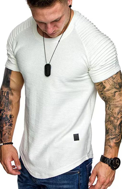 Men’s Casual Poly Blend Ribbed Sleeve Tee - Raw white off white / S