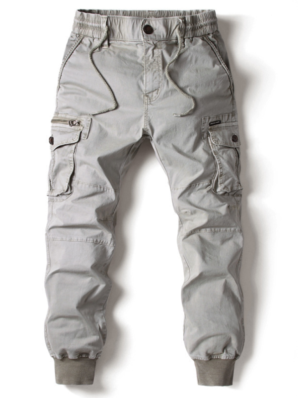 Men’s casual solid color cargo pants - Misty grey / 29