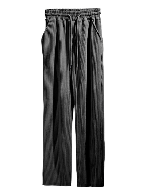 Men’s casual trousers loose straight trousers drapey striped high-waisted wide-leg trousers
