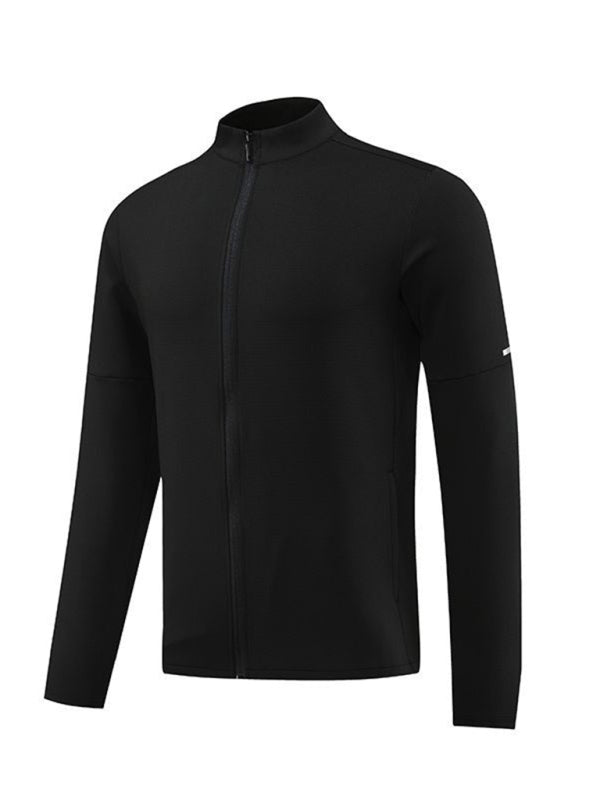 Men’s casual wear cardigan full zip running wear fitness wear training wear - Black / M