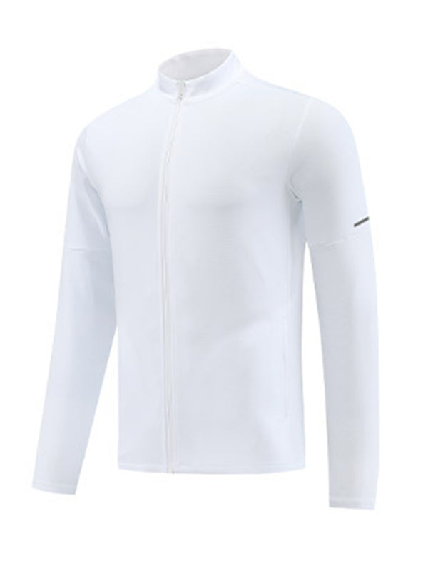 Men’s casual wear cardigan full zip running wear fitness wear training wear - White / M