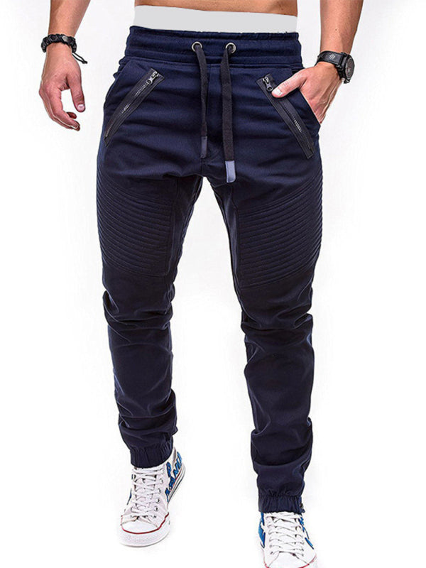 Men’s Contrasting color zipped loose-fitting casual pants - Champlain color / M