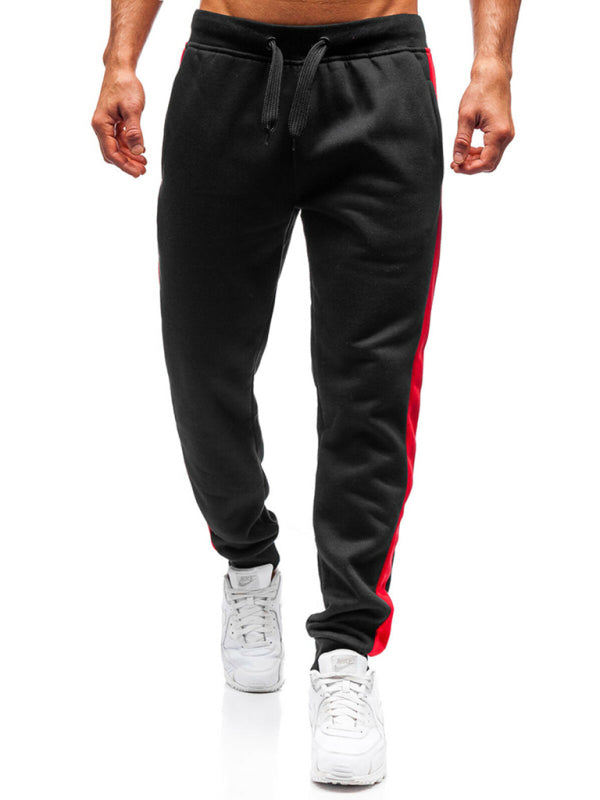 Men’s fashion casual stitching pencil trousers - Black / M