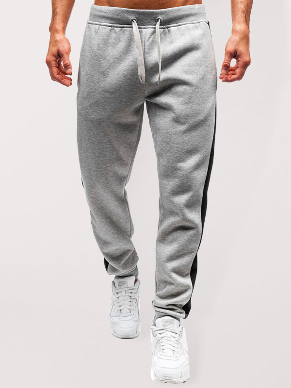 Men’s fashion casual stitching pencil trousers - Misty grey / M