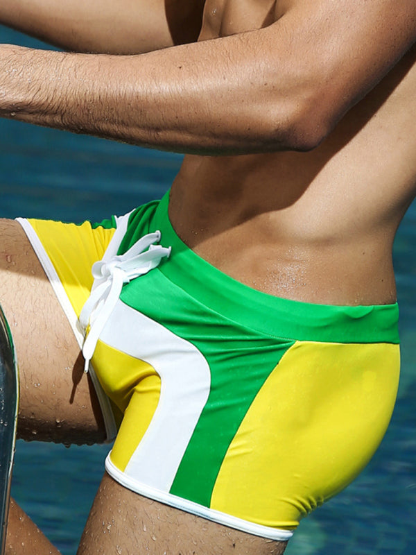 Men’s Fashion Contrast Paneling Boxer Swim Shorts